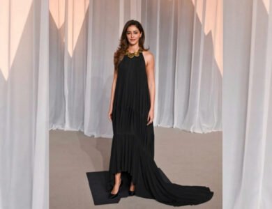 Ananya Panday wears a black Chanel halter dress at the Academy Museum Gala in Los Angeles