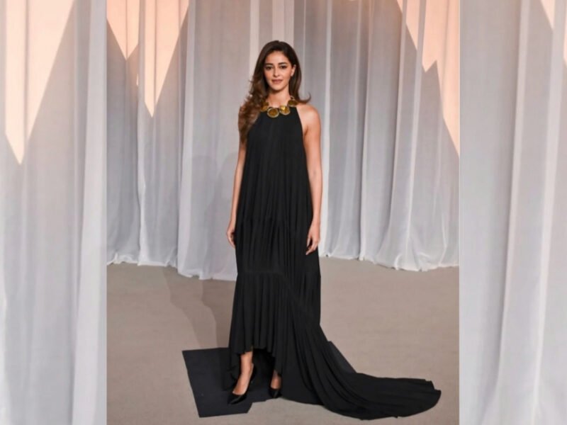 Ananya Panday wears a black Chanel halter dress at the Academy Museum Gala in Los Angeles