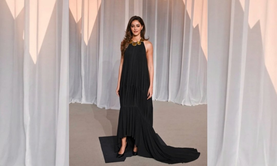 Ananya Panday wears a black Chanel halter dress at the Academy Museum Gala in Los Angeles