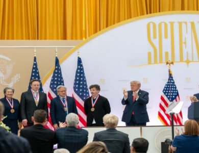 President Donald Trump speaks at the White House science summit