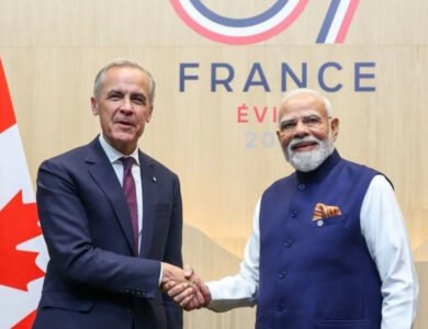 Indian Prime Minister Narendra Modi and Canadian Prime Minister Mark Carney