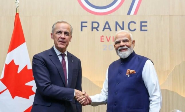 Indian Prime Minister Narendra Modi and Canadian Prime Minister Mark Carney
