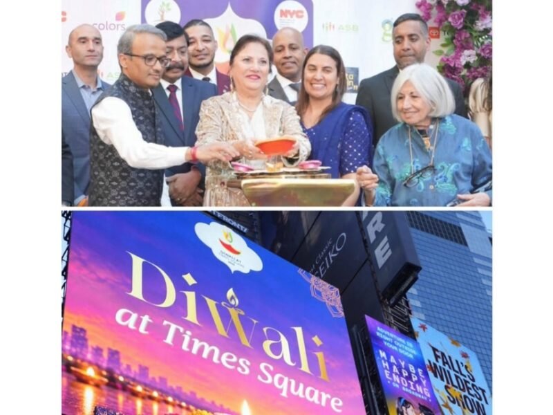 Community members celebrate Diwali at Times Square in New York City