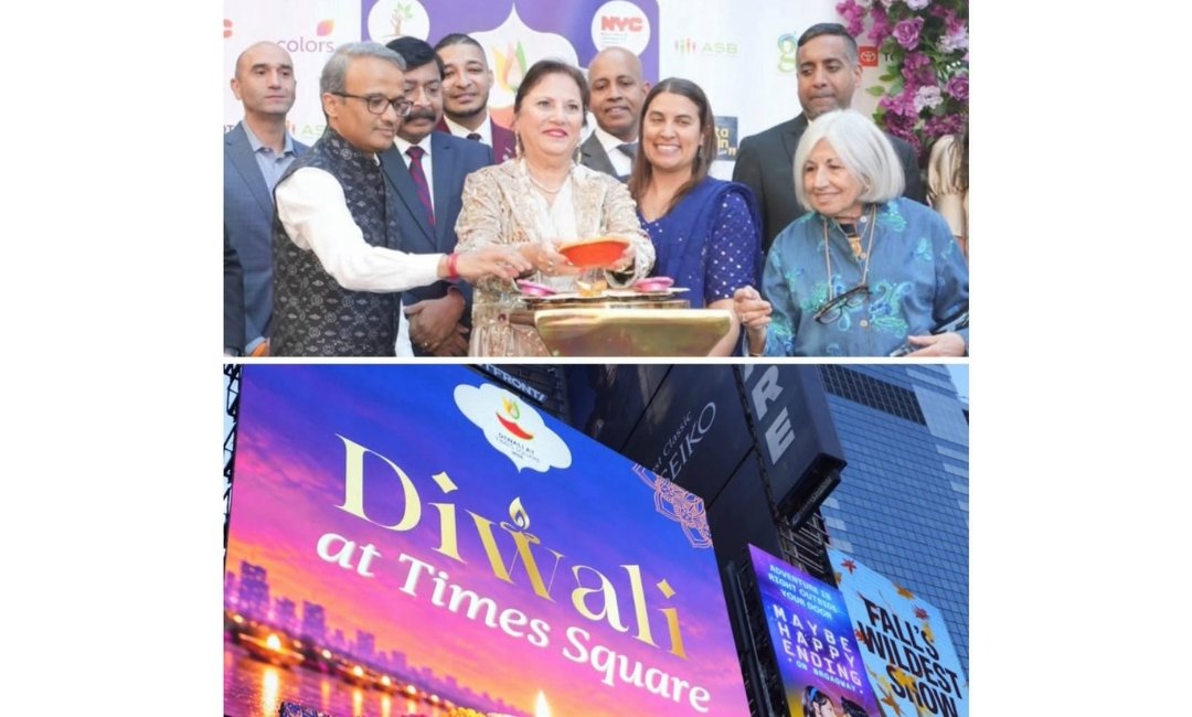 Community members celebrate Diwali at Times Square in New York City
