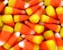 Bags of Halloween candy displayed on supermarket shelves