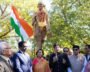 Commerce Minister Piyush Goyal addresses the Indian American community in Chicago after paying tribute to Mahatma Gandhi.