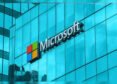 Microsoft logo outside a company office