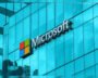 Microsoft logo outside a company office