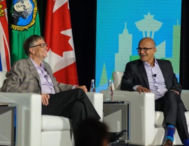 Microsoft co-founder Bill Gates and CEO Satya Nadella