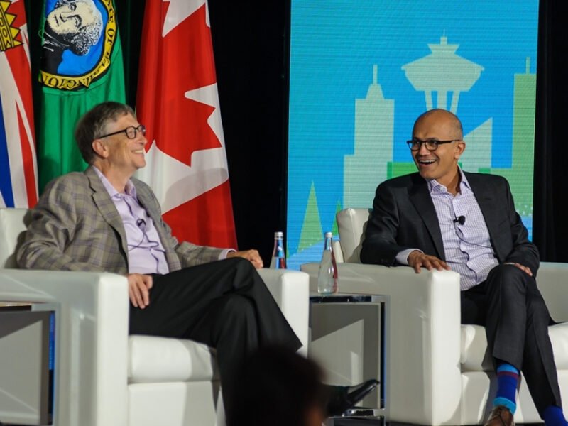 Microsoft co-founder Bill Gates and CEO Satya Nadella