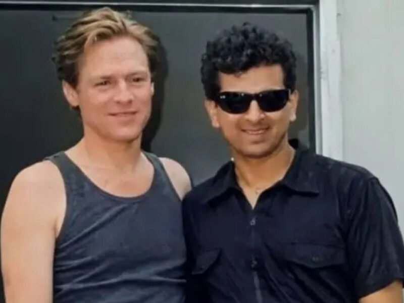 Palash Sen poses with Bryan Adams at the 2000 Beale Street Music Festival in Memphis
