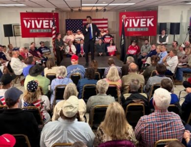 Donald Trump rallies for Vivek Ramaswamy in Ohio as new polls show Amy Acton ahead in the 2026 governor’s race.
