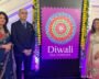 USPS Diwali Forever stamp featuring a colorful rangoli against a purple background