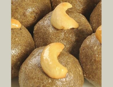 Sorghum peda topped with cashews and almonds