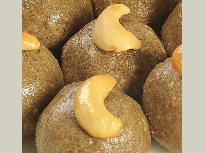 Sorghum peda topped with cashews and almonds