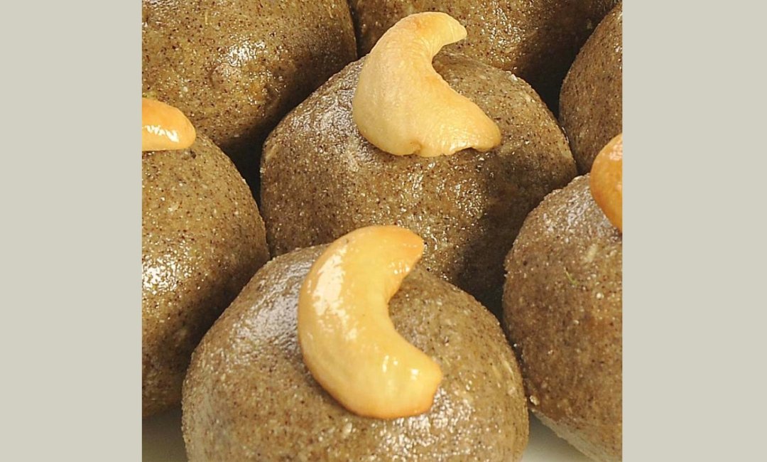 Sorghum peda topped with cashews and almonds