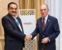 Mike Bloomberg meets Gautam Adani at the Bloomberg New Economy Forum in New Delhi