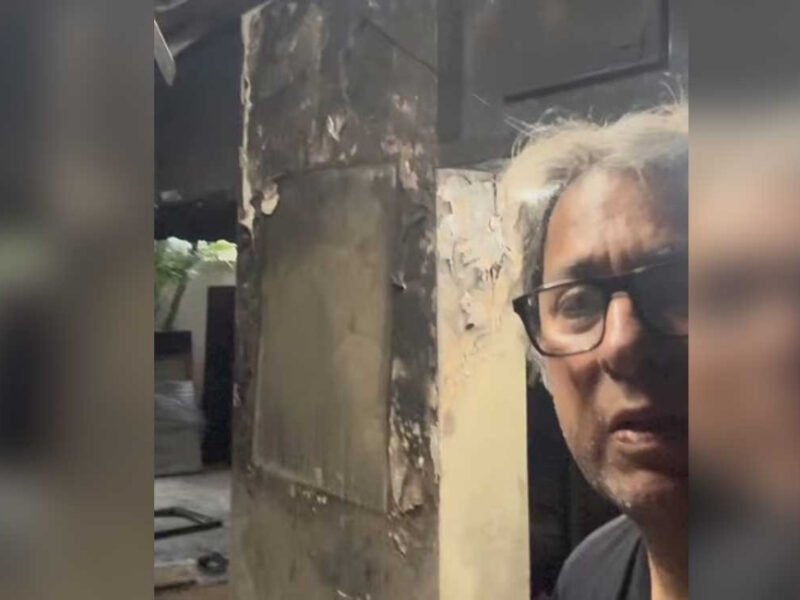 Fire damage inside ghazal singer Talat Aziz’s Juhu home