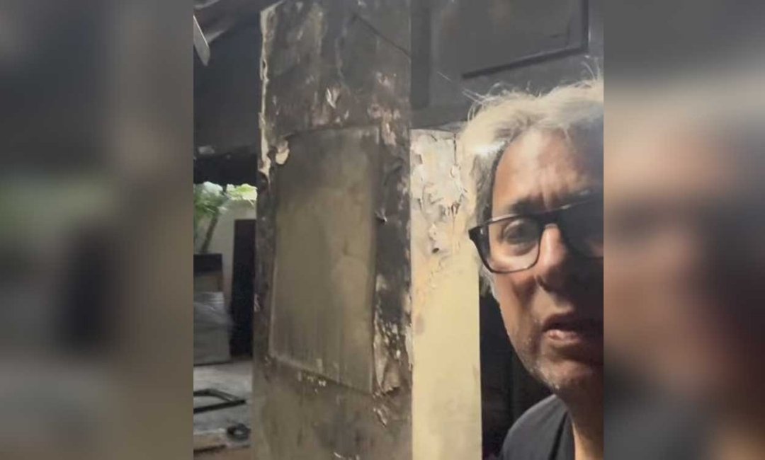 Fire damage inside ghazal singer Talat Aziz’s Juhu home