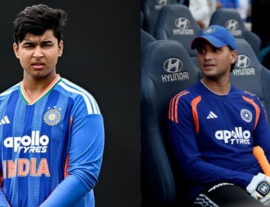 Abhishek Sharma and Vaibhav Sooryavanshi bat against New Zealand in Wellington