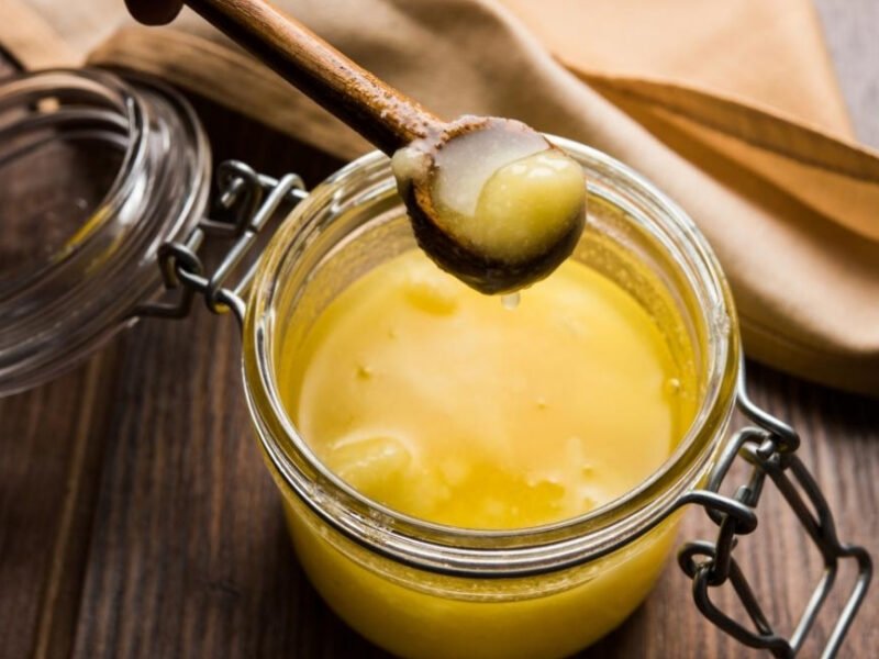 Ghee or clarified butter traditionally used in Ayurveda for a variety of wellness applications.