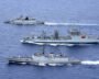 Indian Navy warships underway at sea