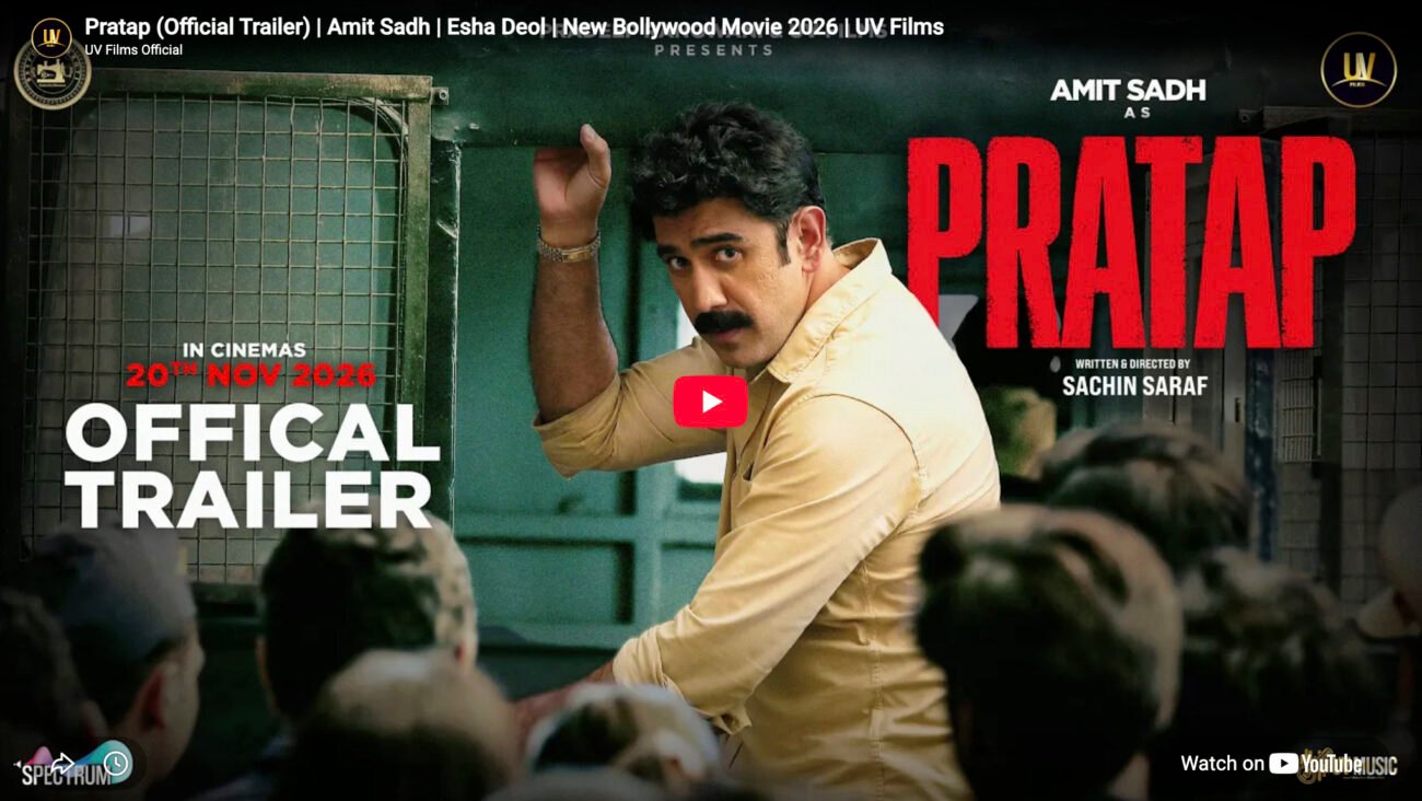 Poster for the crime drama Pratap, starring Amit Sadh and Esha Deol