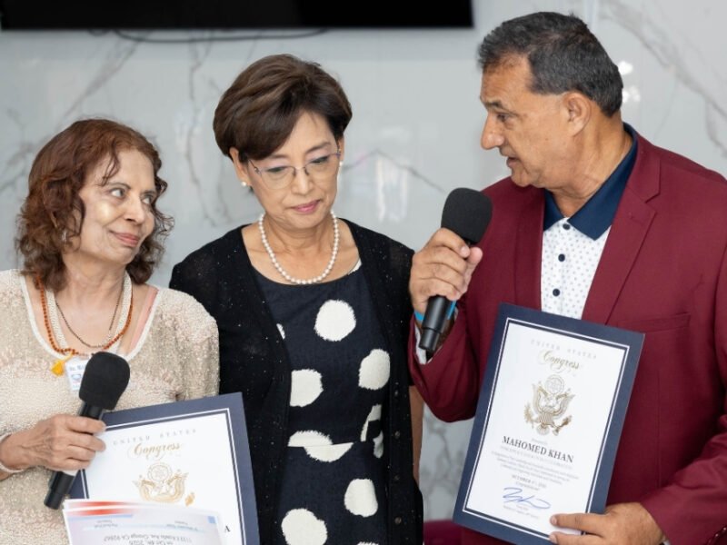 Participants at the World Peace Day and UN Day celebration in Orange, California