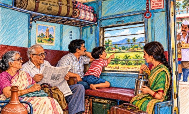 Indian Railways passenger train in the 1970s