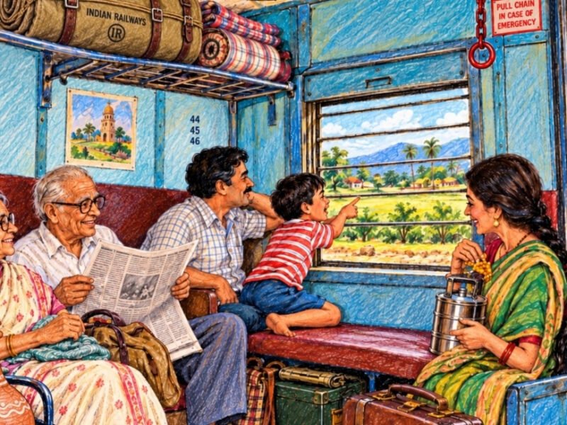 Indian Railways passenger train in the 1970s