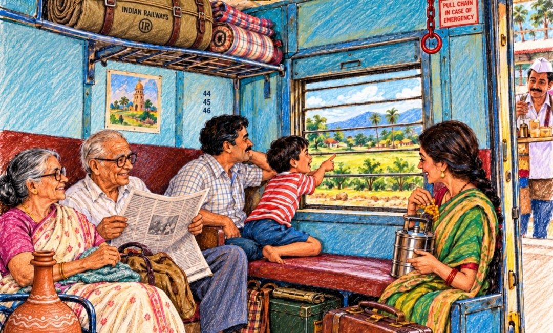 Indian Railways passenger train in the 1970s